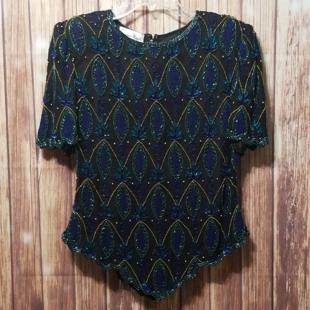 Beaded Evening Shirt and Skirt! Size L, NWT!